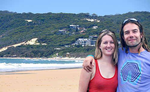 Victorian bushfire victims Liz Hoffman and Callan Hughes enjoyed a holiday at Rainbow Beach this week one year after wildfires ravaged their home town. Victorian bushfire victims Liz Hoffman and Callan Hughes enjoyed a holiday at Rainbow Beach this week one year after wildfires ravaged their home town.